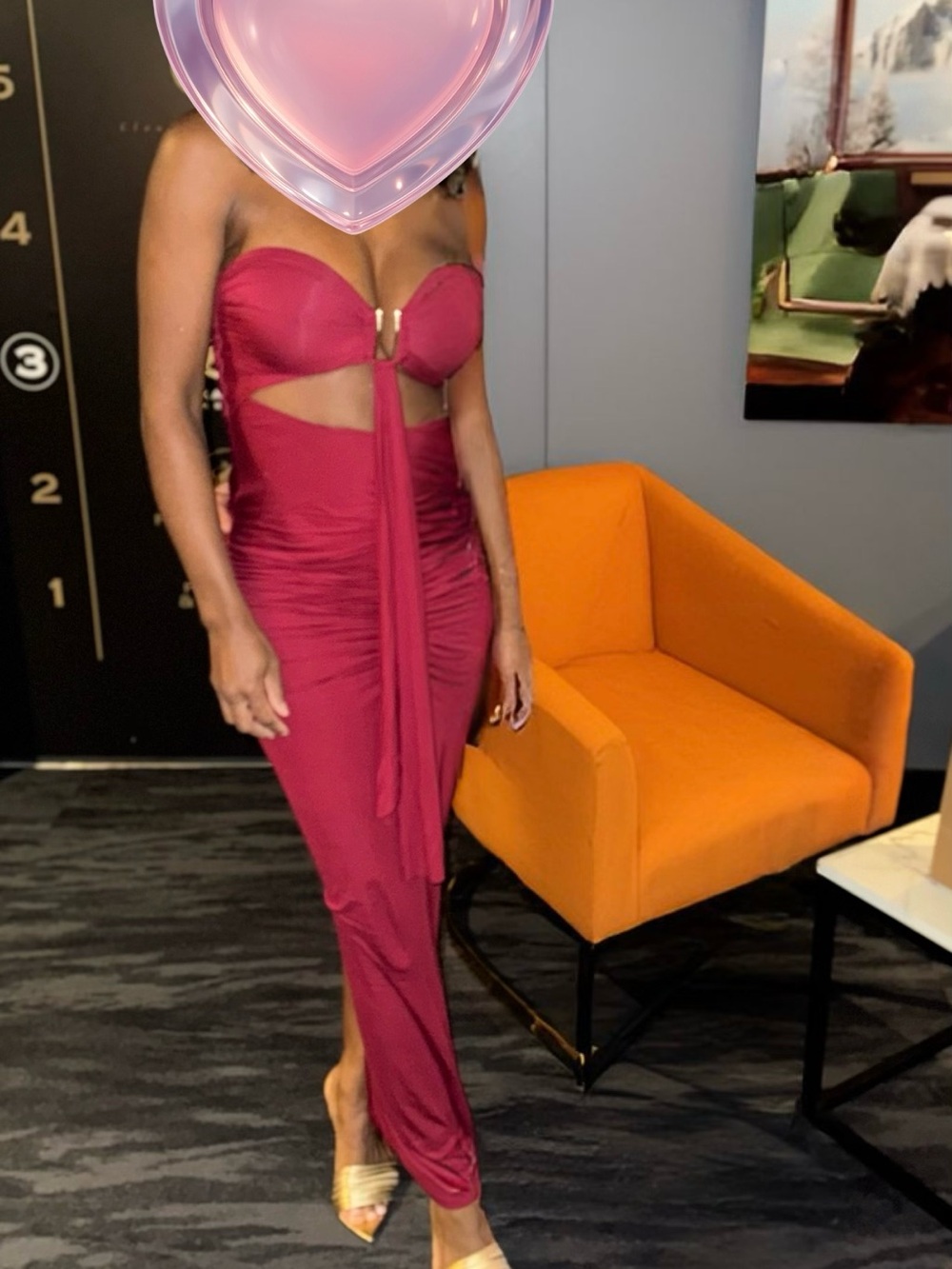 JLUXLABEL- Burgundy Atlantis Drape Maxi
Dress - Picture 5 of 6